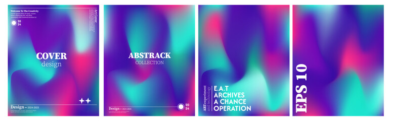 Collection of abstract purple green red wave backgrounds. Light and dark combination. Cover design, poster, banner, web, card, greeting card, etc.