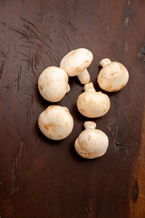 Fresh Mushrooms on a Rustic Wooden Table