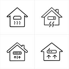House with Air Conditioning icon set  