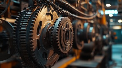 Fototapeta premium Industrial machinery gears and chain