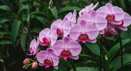 Naklejka premium Pink orchids in bloom
