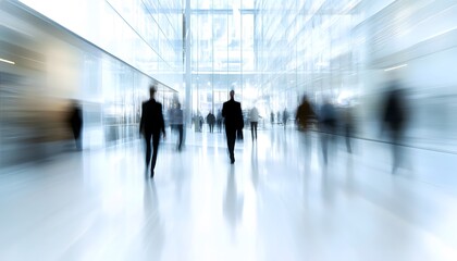 Modern, bustling interior passageway with blurred figures.
