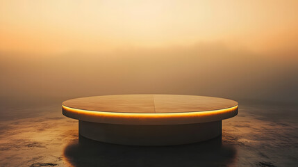 Collaborative discussion modern workspace image soft lighting early morning circular meeting table