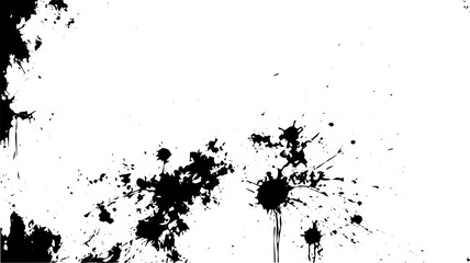 Abstract Black Ink Splatter and Drip Texture on White Background