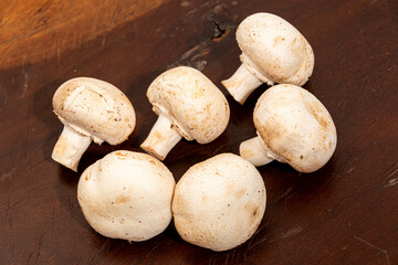 Fresh Mushrooms on a Rustic Wooden Table