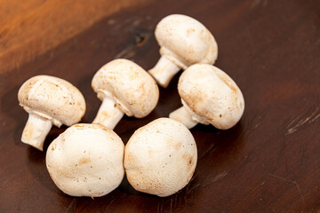 Fresh Mushrooms on a Rustic Wooden Table