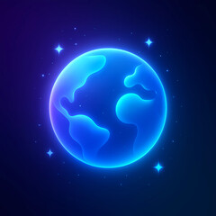 Glowing Neon Planet in Space