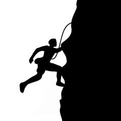 silhouette of people rock climbing