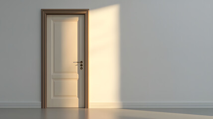 Closed meeting room door office space interior photography ambient lighting front view atmosphere