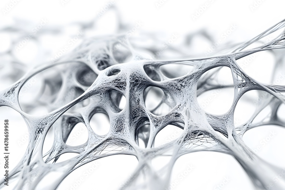 Poster abstract architectural structure or network composed of interconnected and organic forms