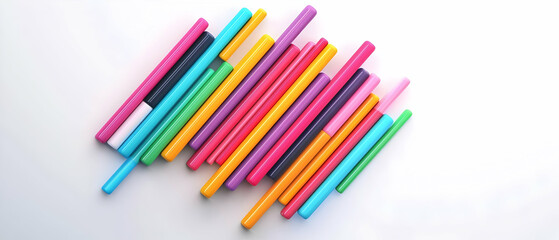 Fototapeta premium Abstract Composition Of Multicolored Markers On White Background