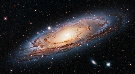Fototapeta premium Spiral galaxy in deep space, filled with stars