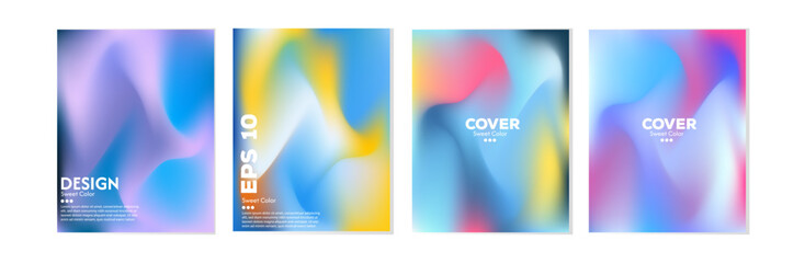 Collection of colorful abstract wave backgrounds. Light and dark combination. Cover design, poster, banner, web, card, greeting card, etc.