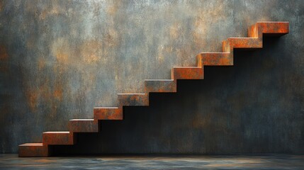 Naklejka premium Ascending the Path of Progress: A visual metaphor of unwavering ambition and personal development, an aged.