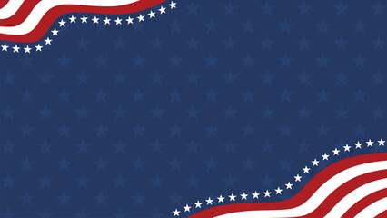 4th of July Background Template – USA Independence Day Banner with American Flag Wavy Border and Star Pattern for Flyer, Poster, and Social Media