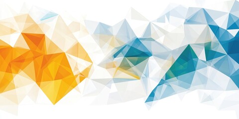 Abstract geometric polygon design background with colorful blue and yellow shapes. Modern pattern suitable for creative graphic projects, presentations or decor.