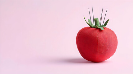 Red Strawberry On Pastel Pink Background