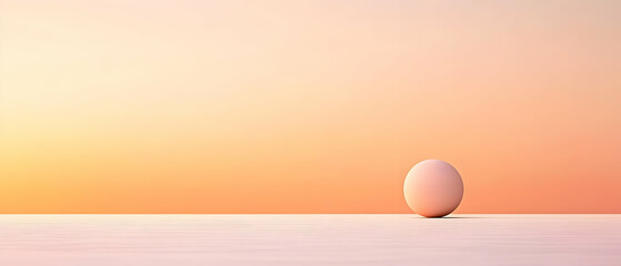 Pastel Sunrise Landscape With Single Sphere