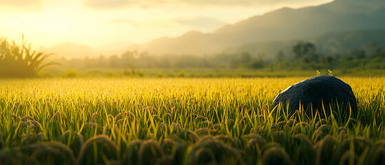 Golden Rice Field At Sunrise
