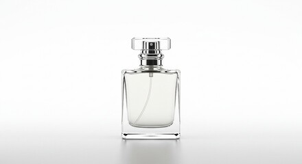 Minimalistic Glass Perfume Bottle on White Background