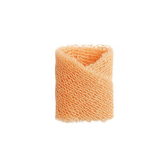 Close-up of a Single Rolled-Up Peach-Colored Fabric Bandage