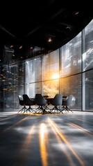 Spacious room with table and chairs designed for investors to discuss stock portfolio strategies