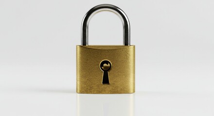 Fototapeta premium Shiny Brass Padlock with Keyhole Reflection