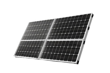 Angled Black Solar Panel with Transparent Background, PNG