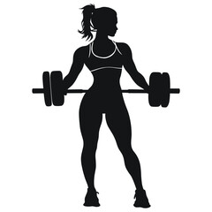 Obraz premium Athletic woman lifting weights in workout pose