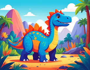 Fototapeta premium Cute Colorful Dinosaur Illustration