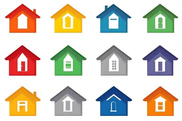 Fototapeta premium Colorful house icons