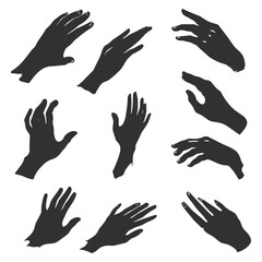 Obraz premium Set of hand gesture silhouettes