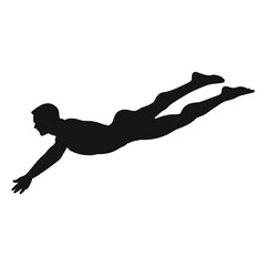 Swimmer diving into water silhouette
