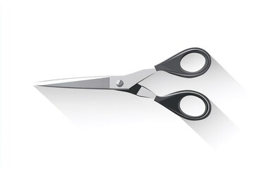 Isolated minimalist illustration showcasing a pair of silver and black scissors