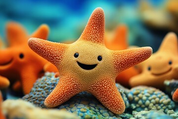 A joyful starfish radiating positivity.