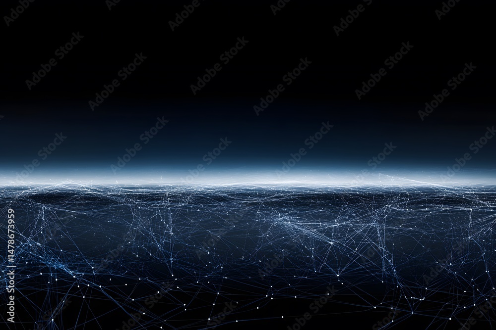 Poster abstract digital network visualization representing connectivity and data transfer in modern technol