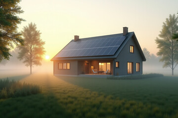 Modern Solar Powered House, Eco Friendly Sustainable Architecture, Clean Energy Living