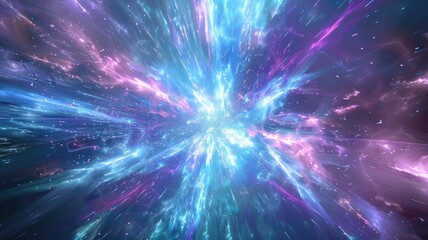 Fototapeta premium Laser beam effect explode with sparkling shine and emit wonderful light on background convey sense of energy move in straight explosion on space perfect for fantasy science or magic fictional. AIG53.