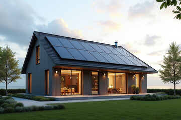 Modern Solar Powered House, Eco Friendly Sustainable Architecture, Clean Energy Living