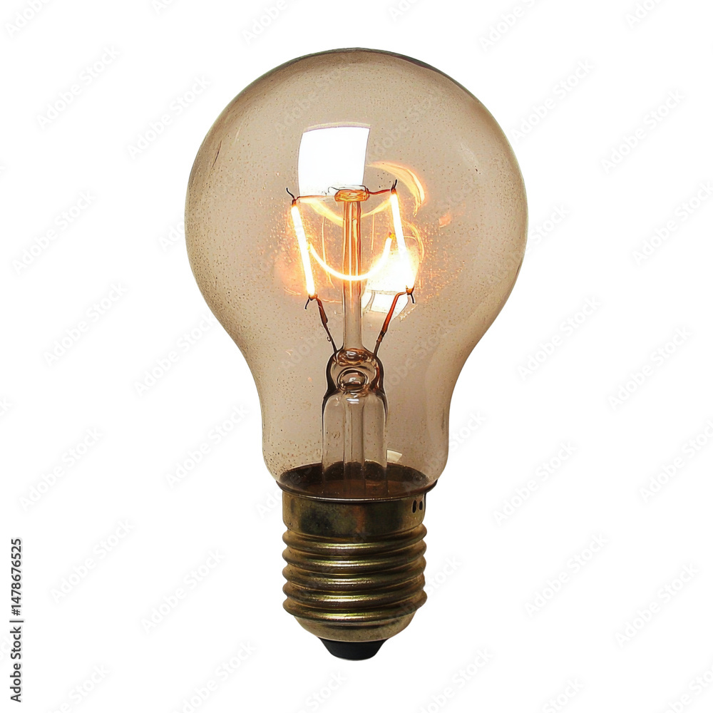 Poster vintage light bulb with warm glow, showcasing its filament design and glass structure, perfect for adding nostalgic touch to any space