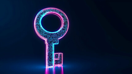 Glowing Neon Key Graphic Design