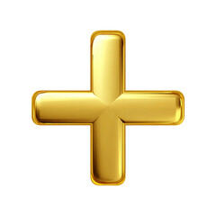 Obraz premium Golden plus sign symbol on white background