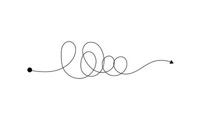 Illustration of hand drawing of tangled arrow yarn&nbsp;vector . Vector Illustration . EPS 20 .