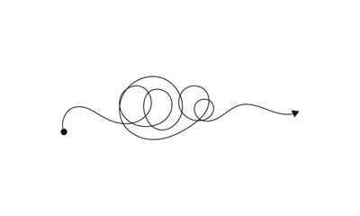 Illustration of hand drawing of tangled arrow yarn vector . Vector Illustration . EPS 20 .