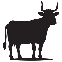 Cow graphic icon. Cow black silhouette isolated on white background. Vector illustration. animal silhouette vector.