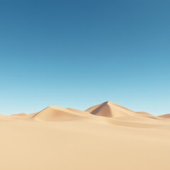 Serene Desert Landscape Under Clear Blue Sky in Cinematic Style