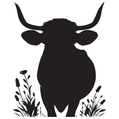 Cow graphic icon. Cow black silhouette isolated on white background. Vector illustration. animal silhouette vector.