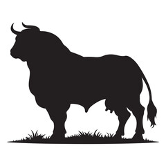 Cow graphic icon. Cow black silhouette isolated on white background. Vector illustration. animal silhouette vector.