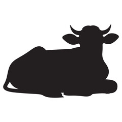 Cow graphic icon. Cow black silhouette isolated on white background. Vector illustration. animal silhouette vector.