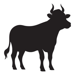 Cow graphic icon. Cow black silhouette isolated on white background. Vector illustration. animal silhouette vector.